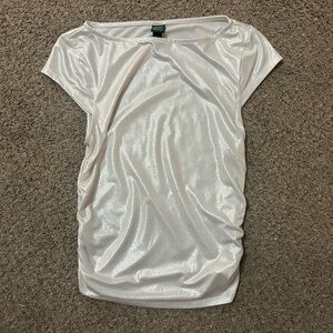 Shiny Silver Short Sleeve Top